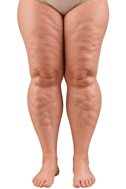 Ilustração das pernas com características associadas ao lipedema